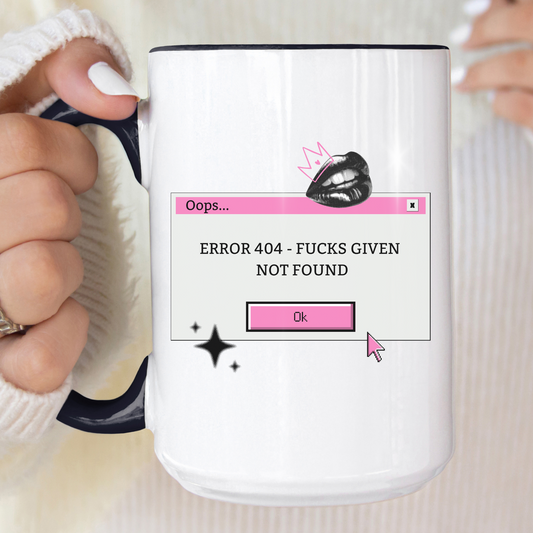 Y2K Error 404 Fucks Given Not Found Coffee Mug
