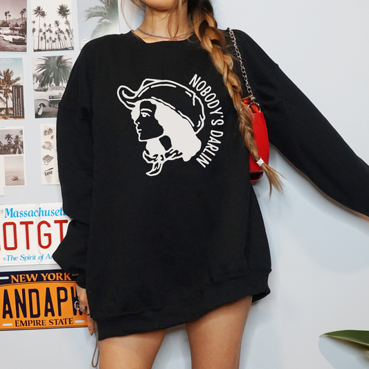 Nobody's Darlin Sweater (White Graphic)