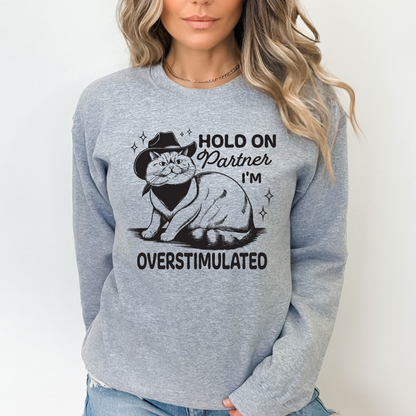 Hold On Partner I'm Overstimulated Sweater